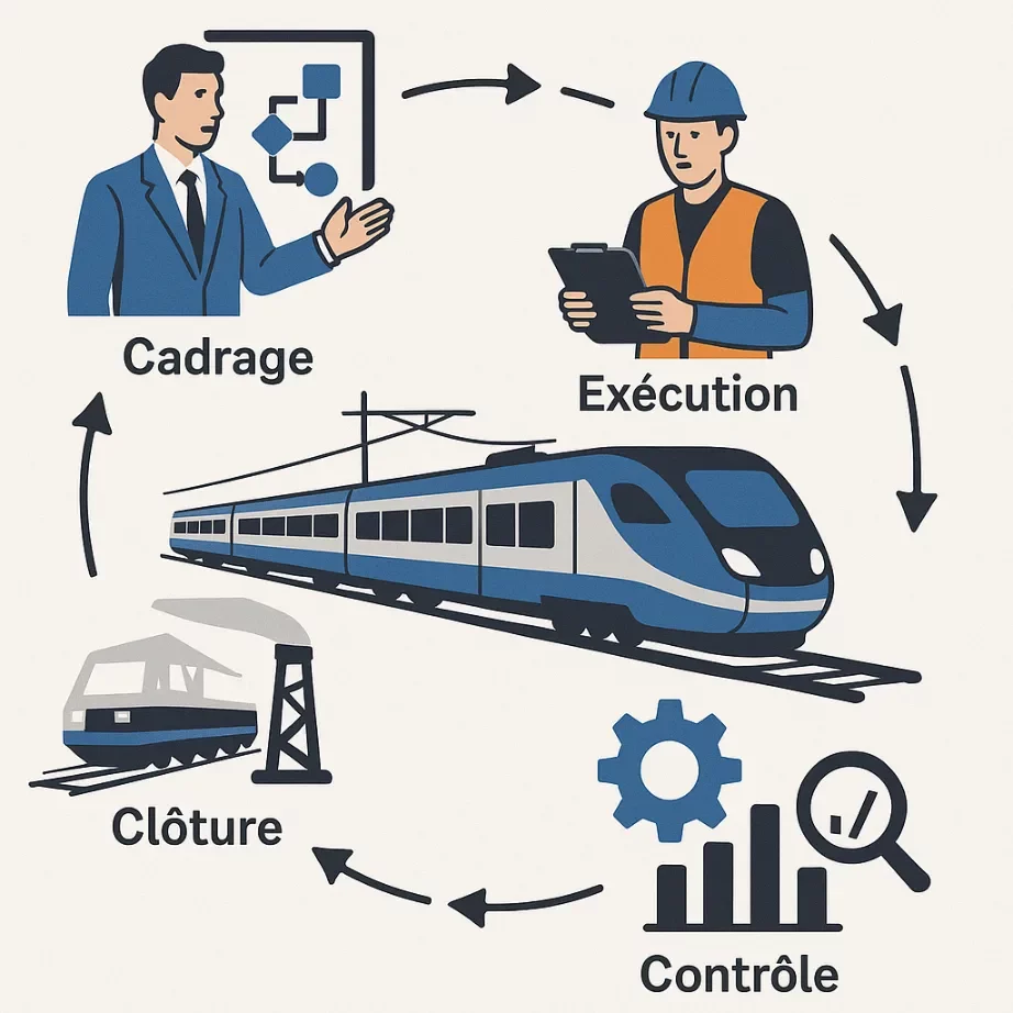 illustration de la Méthodologie Management de projet ferroviaire chez Qarat