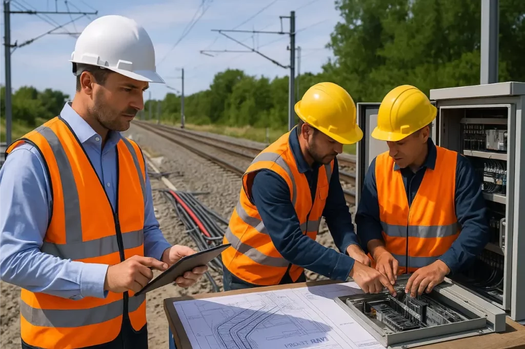 Chef de projet Qarat supervisant les travaux de modernisation d'équipements de signalisation pour le projet AINM